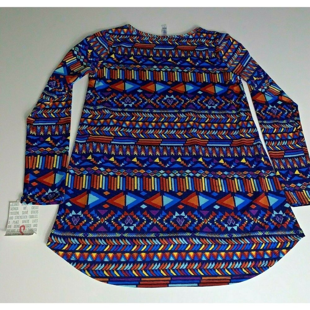 Lularoe Lynnae Womens Long Sleeve Top Small Geometric Southwestern Blue Purple - Picture 5 of 5